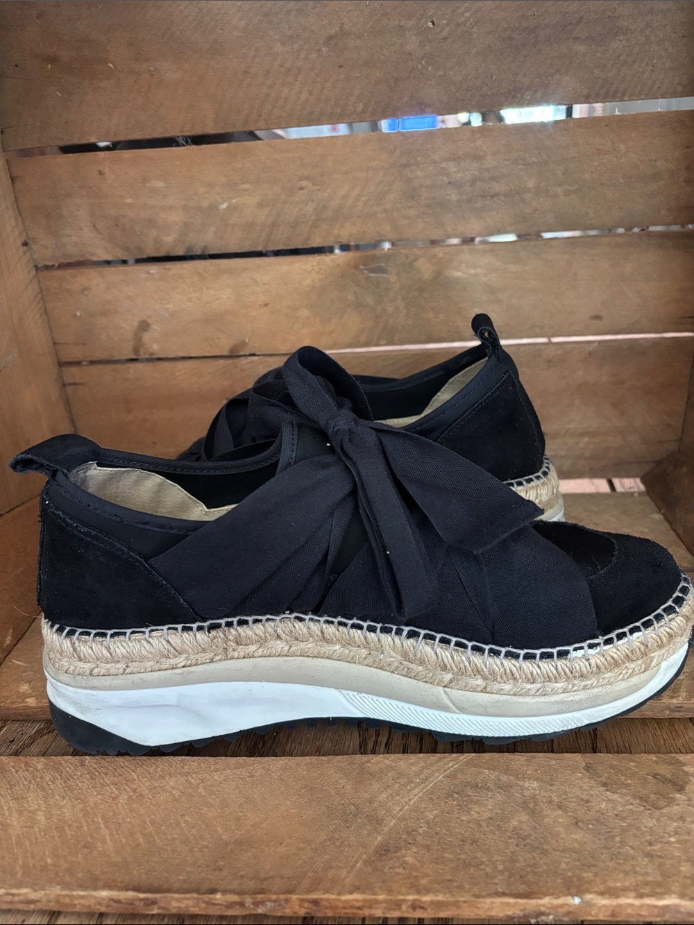 Chapmin Free People Black Espadrille Bow Sneakers Size 40 9 9.5 - Picture 5 of 10